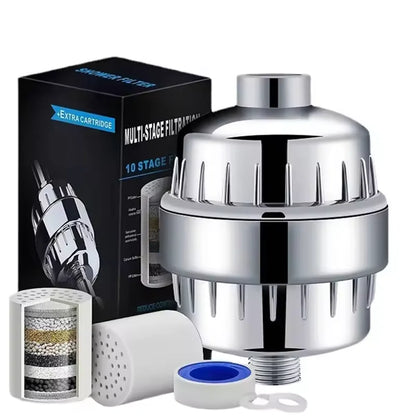 Shower head filter - Connects to existing shower head to remove chlorine, metals and contaminants that cause dry and damaged hair as well as dry and itchy skin.