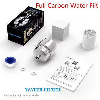Shower head filter - Connects to existing shower head to remove chlorine, metals and contaminants that cause dry and damaged hair as well as dry and itchy skin.