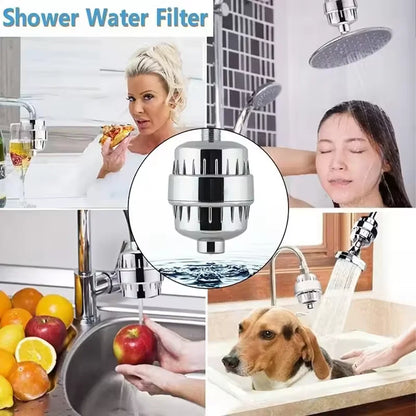 Shower head filter - Connects to existing shower head to remove chlorine, metals and contaminants that cause dry and damaged hair as well as dry and itchy skin.